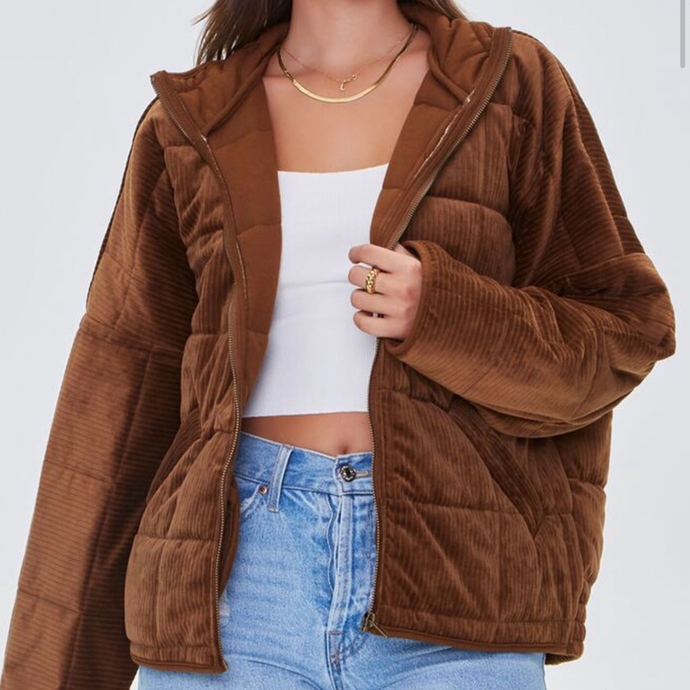 F21 Corduroy Puffer Jacket
